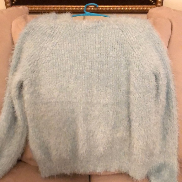 Pink Rose Fuzzy Sweater-Ice Blue - Picture 6 of 6